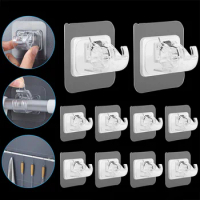 2/4PCS Self Adhesive Hooks Punch-free Curtain Rod Clip Hook Shower Curtain Rod Hanging Holder Household Fixed Clip Hanging Hook
