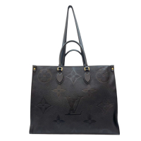 【二手名牌BRAND OFF】LOUIS VUITTON LV 路易威登黑色 原花 壓紋牛皮 OnTheGo GM 兩用包 (變形) M44925