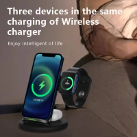 3 in 1 Wireless Charger Station For iPhone 12 Pro Max Mini 15W Qi Wireless Charging Phone Holder For Apple Watch And AirPods Pro