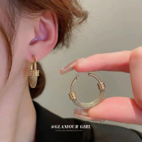 【BOBOCLUB】Anting Panjang Bulat/Anting Baja Titanium Wanita/Anting Emas Muda Anti Pudar Asli/Anting G