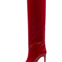2023 Plus Size 34-48 Knee High Boots Women Sexy Super High Heels Shoes 6 Colours Fashion Pointed Toe Patent Leather Party Boot