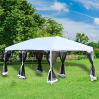 10'x20' Pop Up Party Tent Gazebo Wedding Canopy with 6 Sidewalls, Cream White