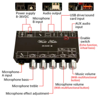 DAM H1 Karaoke Reverb Board Pre-Effect Mic Microphone Karaoke with Bluetooth USB Decoding TWS Audio Power Amplifier Module