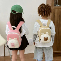Small Canvas Backpack Korean Cute Teddy Bear Mini Schoolbag Kawaii Girls Boys Kindergarten Book Pack Rabbit Bag Kids Gift