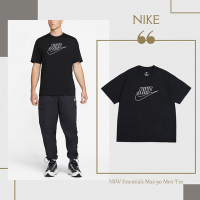 Nike 短袖 NSW Essentials Max 90 黑 白 男款 短T 寬版 基本款 刺繡 大勾 DR7826-010