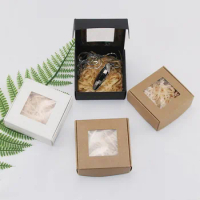 Wholesale 500Pcs Kraft Paper Box Transparent PVC Window Soap Boxes Jewelry Gift Packaging Box Wedding Favors Candy Box