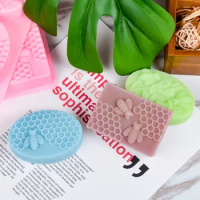 3D Insect Bee Silicone Soap Mold Oval Handmade Soap Making Supplies DIY Floral and Botanical Honeycomb Cake Baking Tools