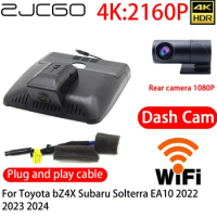 ZJCGO 4K DVR Dash Cam Wifi Front Rear Camera 24h Monitor For Toyota bZ4X Subaru Solterra EA10 2022 2023 2024