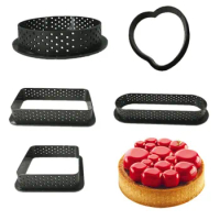 Cake Mold Mousse Circle, Cutter Decorating Tool French Dessert DIY Perforated Ring Non Stick Bakeware Tart, Baking Tray Cutter