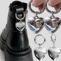Y2K Punk Heart Shoes Pendant Women Men Metal Hollow Love Martin Boots Shoe Buckles DIY Snap Hook Shoes Jewelry Accessories