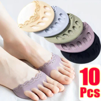 10Pcs/lot Five Toes Forefoot Pads Women Cotton High Heel Orthotics Pain Relief Massage Cushion Invisible Toe Pad Inserts Liners