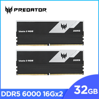 ACER 宏碁 Predator Vesta2 DDR5-6000 32G(16*2)(CL30)黑 RGB 超頻桌上型記憶體