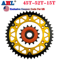 Motorcycle 45T~52T 15T Front &amp; Rear Sprocket For SUZUKI DR250 DR-Z250 RM250 RMX250 DR350 DR-Z400 DRZ400S DRZ400SM RV90 DR350SE