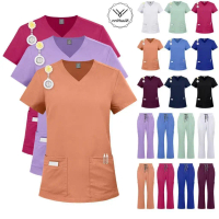 [2025 New Style]NiaaHinn Fashion Women Men Unisex Elastic Wrinkle Resistant Breathable Scrub Suit Se