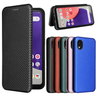 For Samsung Galaxy A22 5G Japan Luxury Flip Carbon Fiber Skin Magnetic Adsorption Case For Samsung A22 5G Japan A 22 Phone Bag
