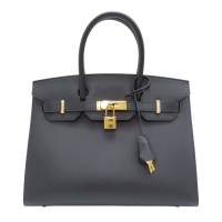 【二手名牌BRAND OFF】HERMES 愛馬仕 黑色 Veau Madame 皮革 Birkin 30 柏金包 手提包 D刻 金扣