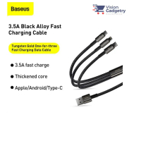 Baseus Tungsten Gold Fast Charging Data Cable 3in1 Type C to Type C PD iPhone Lightning 100W 1M 2M