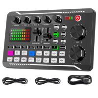 Audio Mixer,Live Sound Card and Audio Interface with DJ Mixer Effects and Voice Changer,Podcast Production Studio