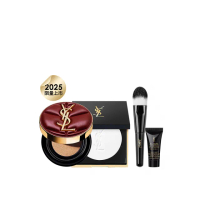 【YSL】官方直營 恆久完美柔霧雲朵底妝組(霧光氣墊粉餅 雲朵皮革版+蜜粉餅)