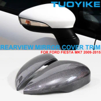 LHD RHD Car Styling Real Dry Carbon Fiber Rearview Side Mirror Decal Cover Cap Shell Trim Sticker For FORD Fiesta MK7 2009-2015