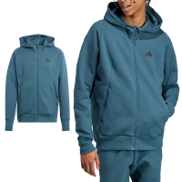 Adidas M Z.N.E. PR FZ 男款 藍綠色 休閒 運動 小logo 拉鍊口袋 夾克 連帽 外套 IN5087
