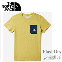 [ THE NORTH FACE ] 男 FlashDry 拼接口袋休閒短上衣 黃 / 公司貨 NF0A498U1LE