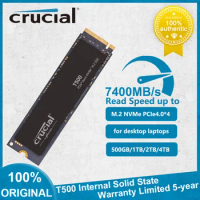 Crucial T500 M.2 2280 PCIe 4.0 Up to 7400MB/s 500GB 1TB 2TB NVMe Internal SSD Solid State Drive for Laptop Desktop PC Computer