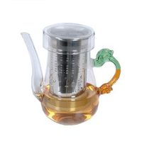 耐熱玻璃茶具 鋼網沖茶器泡茶杯 龍把紅茶壺 功夫茶杯350ml