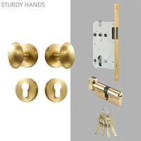 Light Luxury Brass Magnetic Suction Optional Double Open Door Lock Mute Security Bedroom Door Locks Home Hardware Lockset
