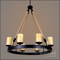 LOFT 復古工業風 雲石蠟燭造型麻繩吊燈 8燈 主燈  LC-096