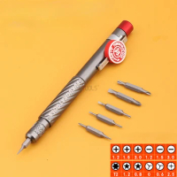 Pen Screwdriver Aluminum Alloy Precision Multi-function Pen Holder Electroplating Cross Word Five-pointed Star Combination Tool