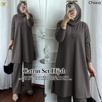 3IN1 SETELAN + HIJAB !! CATRIN SET HIJAB KNIT FIT TO XL // SETELAN POLOS TUNIK // ONE SET TUNIK WANI
