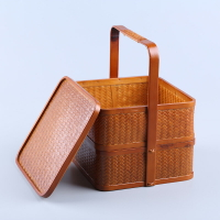月餅禮品籃食盒籃復古特色竹編手提籃水果籃茶具收納籃送飯竹籃子