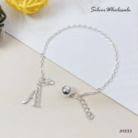 💥PROMO💥#JH333 Custom Initial Silver Bracelet Uppercase-Letter Bracelet, Minimalist, Monogram-Silver9