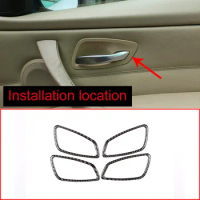 For BMW 3 Series E90 E92 2005-2012 Real Carbon Fiber 4 Pcs Interior Door Handle Frame Stickers Trim Accessories