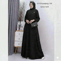 Gamis Wanita Rayon Twill Premium LD 120 - Dress Polos Simpel Mewah Long Dress Muslimah Bahan Twill T