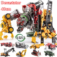 2022 New Devastator Transformation Robot 8 IN 1 Blender Bulldozer Car Action Figure ABS 48CM Deformation Model Toys For Boy Gift