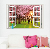 壁貼【橘果設計】櫻花樹窗戶 DIY組合壁貼 牆貼 壁紙 壁貼 室內設計 裝潢 壁貼