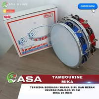 Tambourine Mika Rebana Qasidah Hadroh Marawis Mika Putih Biru