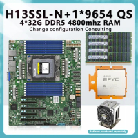 H13SSL-N SP5 Motherboard+1* 9654 QS 96C/192T 360w CPU Processor +4* 32GB=128GB RAM DDR5 4800mhz RECC Memory EPYC 9654 FOR H13SSL