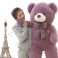 huge lovely purple teddy bear doll candy colours teddy bear with spots bow plush toy doll birthday gift about 160cm