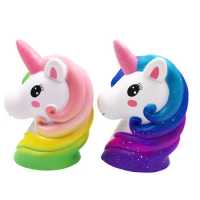 Jumbo Colorful Unicorn Head Squishy Soft Slow Rising Scented Squishy Kids Grownups Stress Relief Squeeze Toys Toy 13*11*7.5 CM