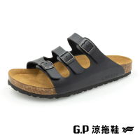 【G.P】男款簡約三帶柏肯拖鞋M523-黑色(SIZE:40-44 共二色)