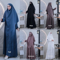 PROMO SAFWA SET SYAR’I BY ARSY HIJAB SET SYAR'I CADAR FRENCH KHIMAR ANTI UV GAMIS UMROH HAJI SERAGAM