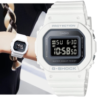 CASIO卡西歐 G-SHOCK 時尚經典方形金屬表面電子錶-GMD-S5600-7 白色