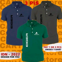 Ready 1 Paket 3pcs.Shirt polo kerah lengan pendek,Logo Eiger kiri kanan /kaos polo pria dan wanita b