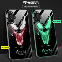 Luminous Tempered Glass Case For Redmi K40 Gaming Case Glowing in Dark Back Cover For Xiaomi Redmi K40 Gaming Cover Silicone Bag