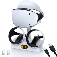 For PS5 VR2 Charging Base with Glasses Holder PSVR2 Controller VR Headset Display Stand for PS VR2 Playstation VR2 Accessories