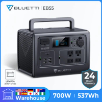 BLUETTI EB55 700W 537Wh Portable Power Station LiFePO4 Battery Solar Generator Battery Power Supply For Outdoor Camping Fishing