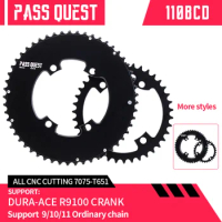PASS QUEST Double Chainring 110BCD 54-40T/53-39T/52-36T/50-34T/48-35T/46-33T 2x Chainwheel for R9100 Supoort 9/10/11 Speed